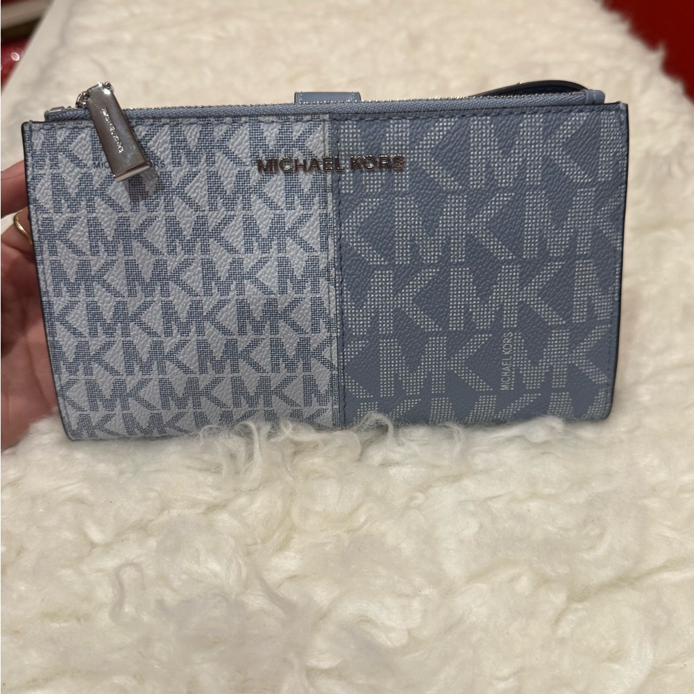 Michael Kors Blue Monogram Wristlet